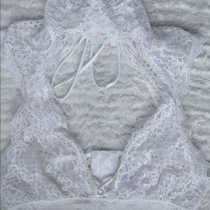 High mock neck lace bralette